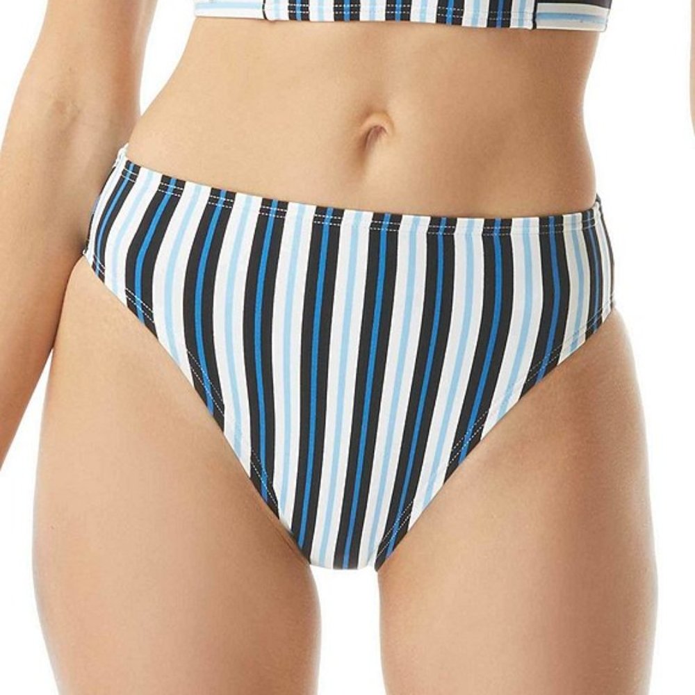 Michael Kors Stripe High Waist Bikini Bottoms
